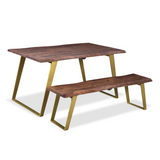 Live Edge Dining Table Gold Legs-Dining Table-Parc Decor