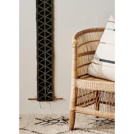 Longevity Bogolan Wall Totem in Grey with Black Triangles