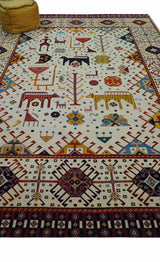 Lori Gabbeh Design Ivory 8x11.7 Hand Knotted wool Area Rug