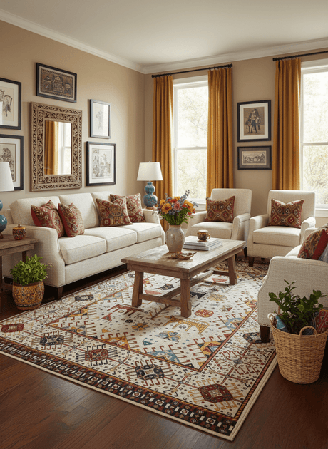 Lori Gabbeh Design Ivory 8x11.7 Hand Knotted wool Area Rug