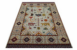 Lori Gabbeh Design Ivory 8x11.7 Hand Knotted wool Area Rug