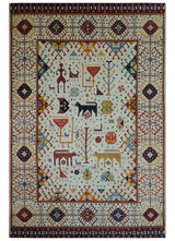Lori Gabbeh Design Ivory 8x11.7 Hand Knotted wool Area Rug