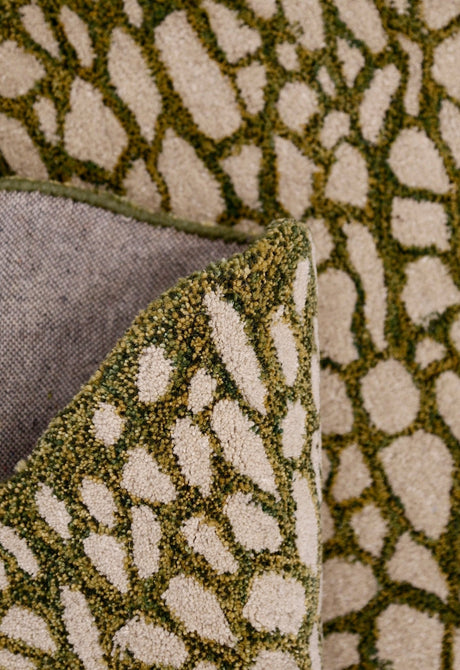 Lotus Lace Green Hand Tufted Wool Area Rug