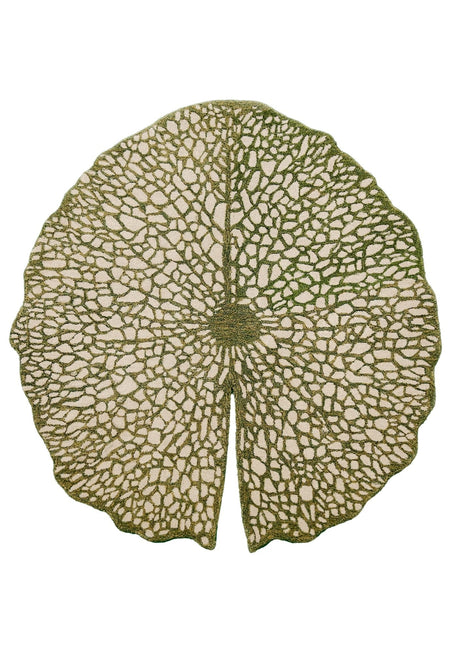Lotus Lace Green Hand Tufted Wool Area Rug