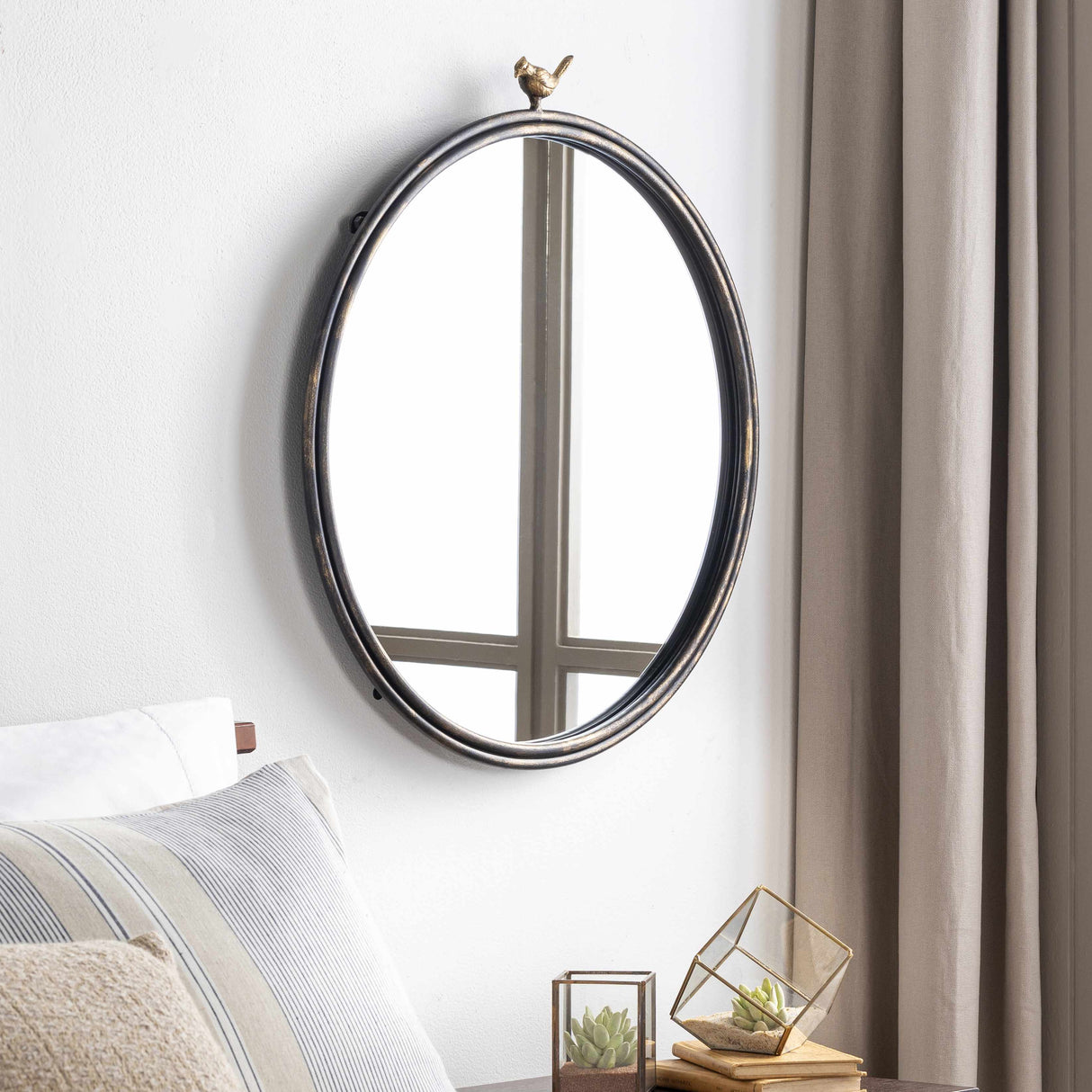 Loughlinstown Gold Frame Round Mirror-Mirrors-Parc Decor