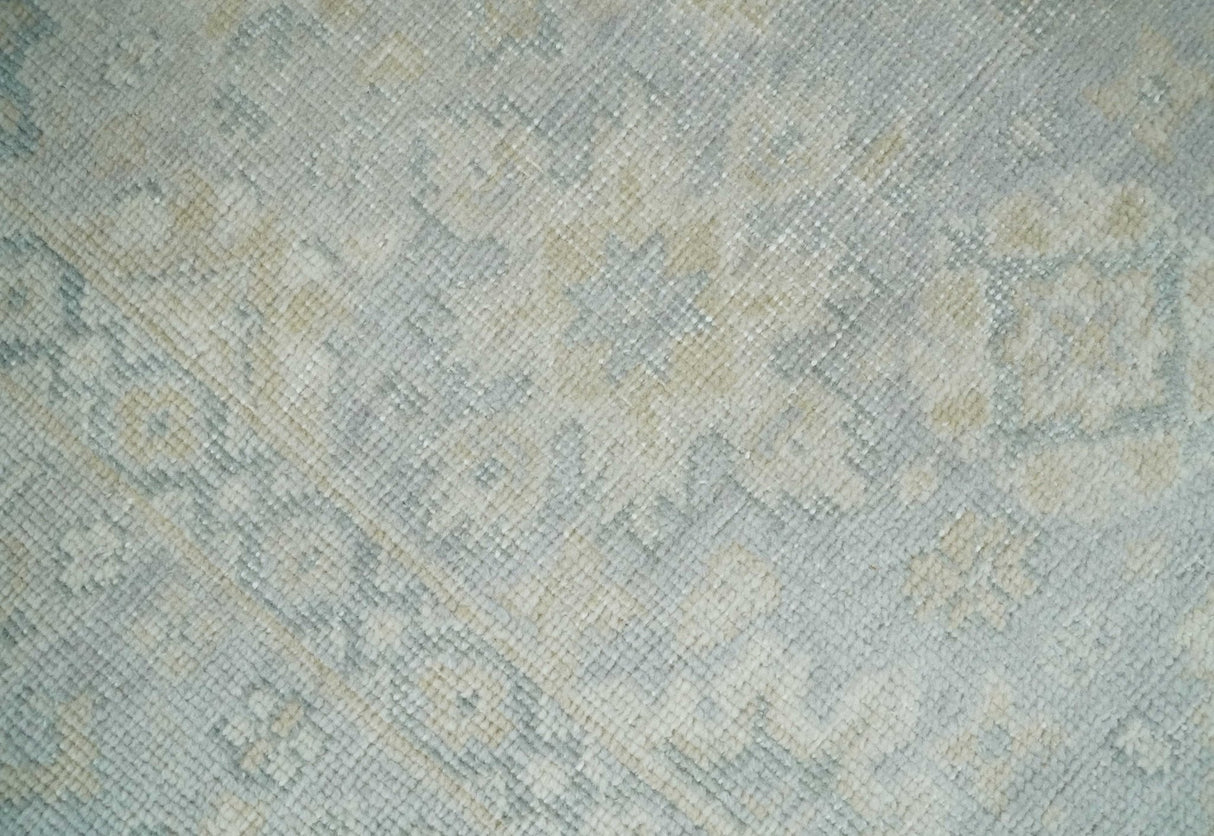 Low Pile 2x3 Hand Knotted Gray, Beige and Ivory Traditional Oushak Wool Rug