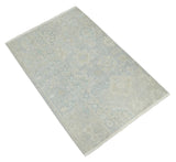 2x3 Hand Knotted Gray And Beige Traditional Oushak Wool Rug