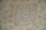 Low Pile 6x9 Hand Knotted Beige and Gray Traditional Wool Area Rug