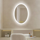LuminaMirror Oval Frameless LED Anti-Fog Dimmable Bathroom Vanity Mirror-镜子-Parc Decor