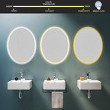 LuminaMirror Oval Frameless LED Anti-Fog Dimmable Bathroom Vanity Mirror-镜子-Parc Decor
