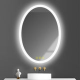 LuminaMirror Oval Frameless LED Anti-Fog Dimmable Bathroom Vanity Mirror-镜子-Parc Decor