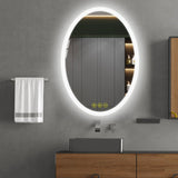 LuminaMirror Oval Frameless LED Anti-Fog Dimmable Bathroom Vanity Mirror-镜子-Parc Decor