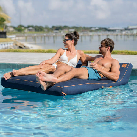 Lux Double Inflatable Chaise Pool Float with Sunbrella® Fabric