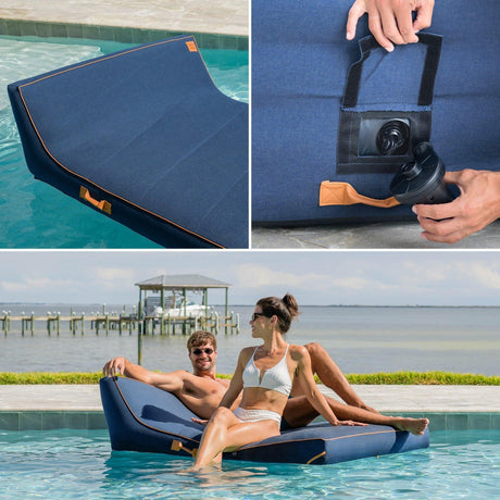 Lux Double Inflatable Chaise Pool Float with Sunbrella® Fabric