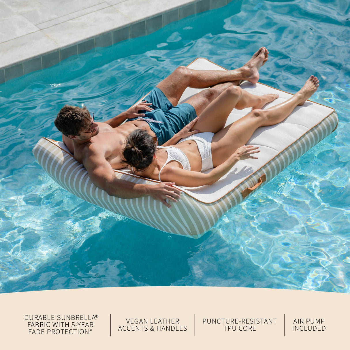 Lux Double Inflatable Chaise Pool Float with Sunbrella® Fabric