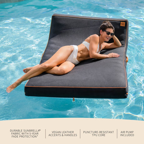 Lux Double Inflatable Chaise Pool Float with Sunbrella® Fabric