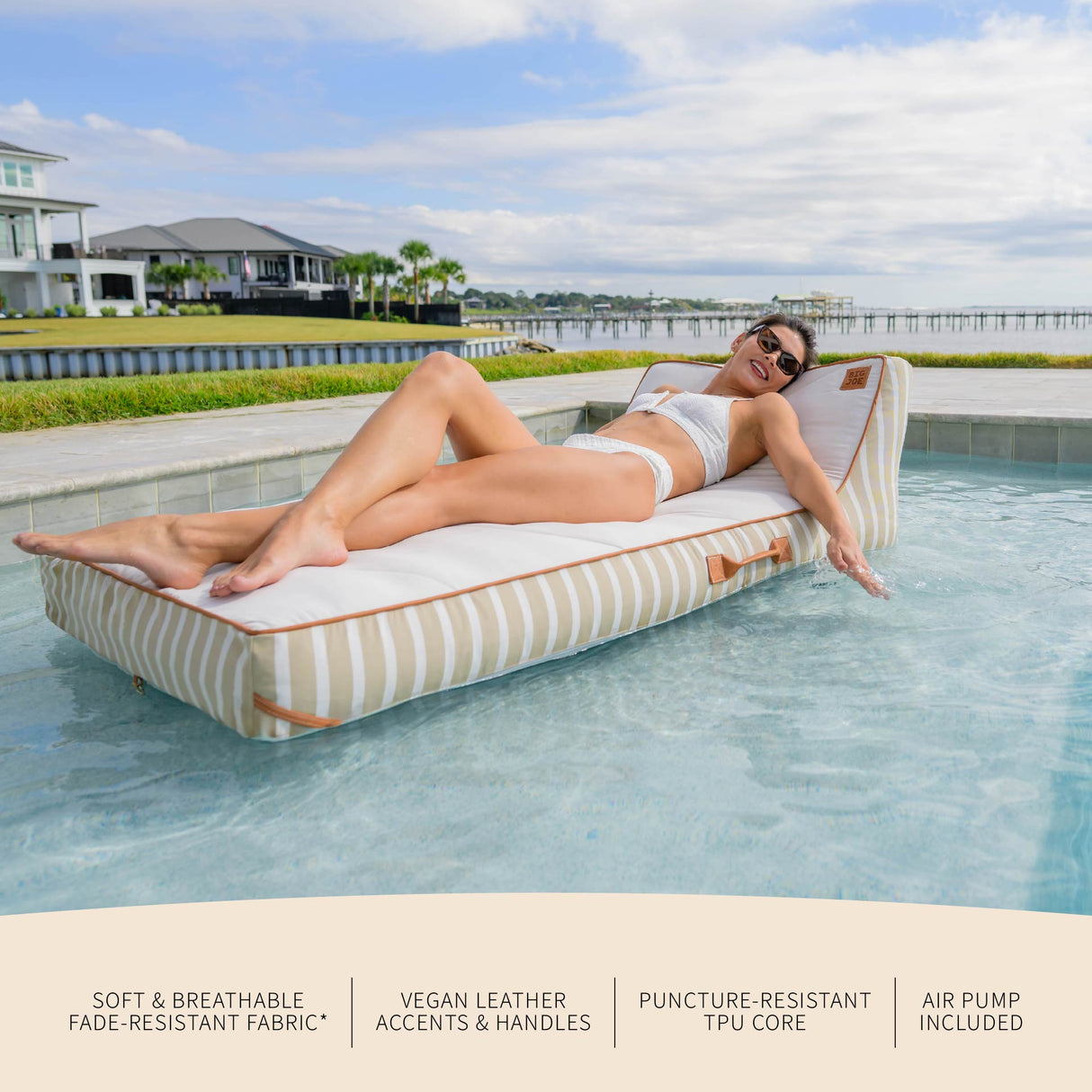 Lux Inflatable Chaise Pool Lounger with Sunbrella® Fabric