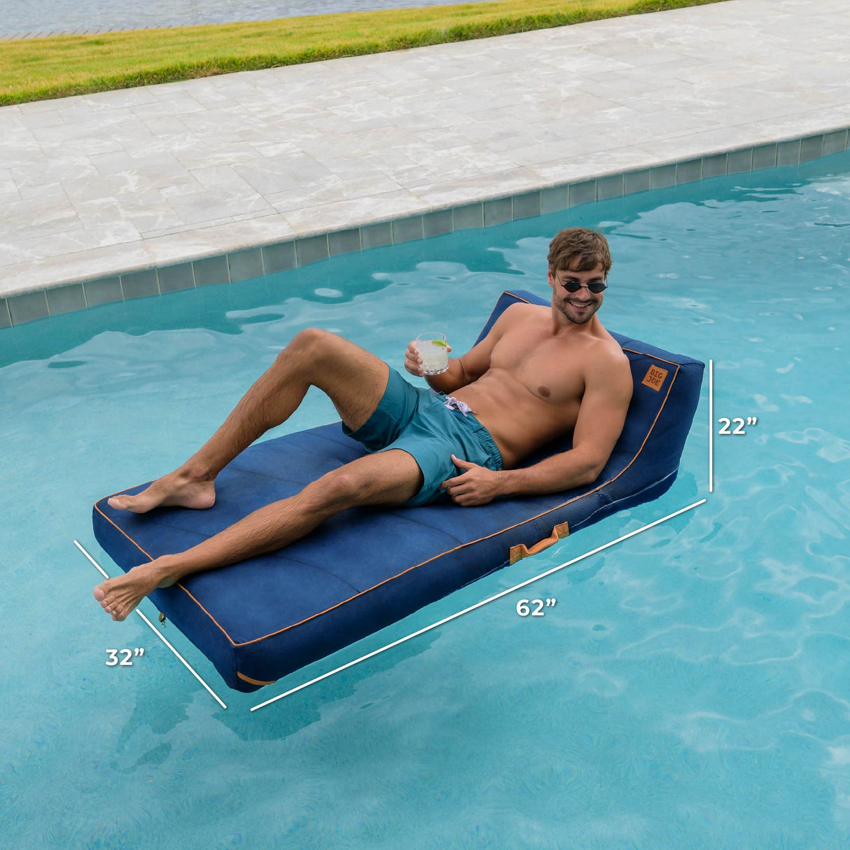 Lux Inflatable Chaise Pool Lounger with Sunbrella® Fabric