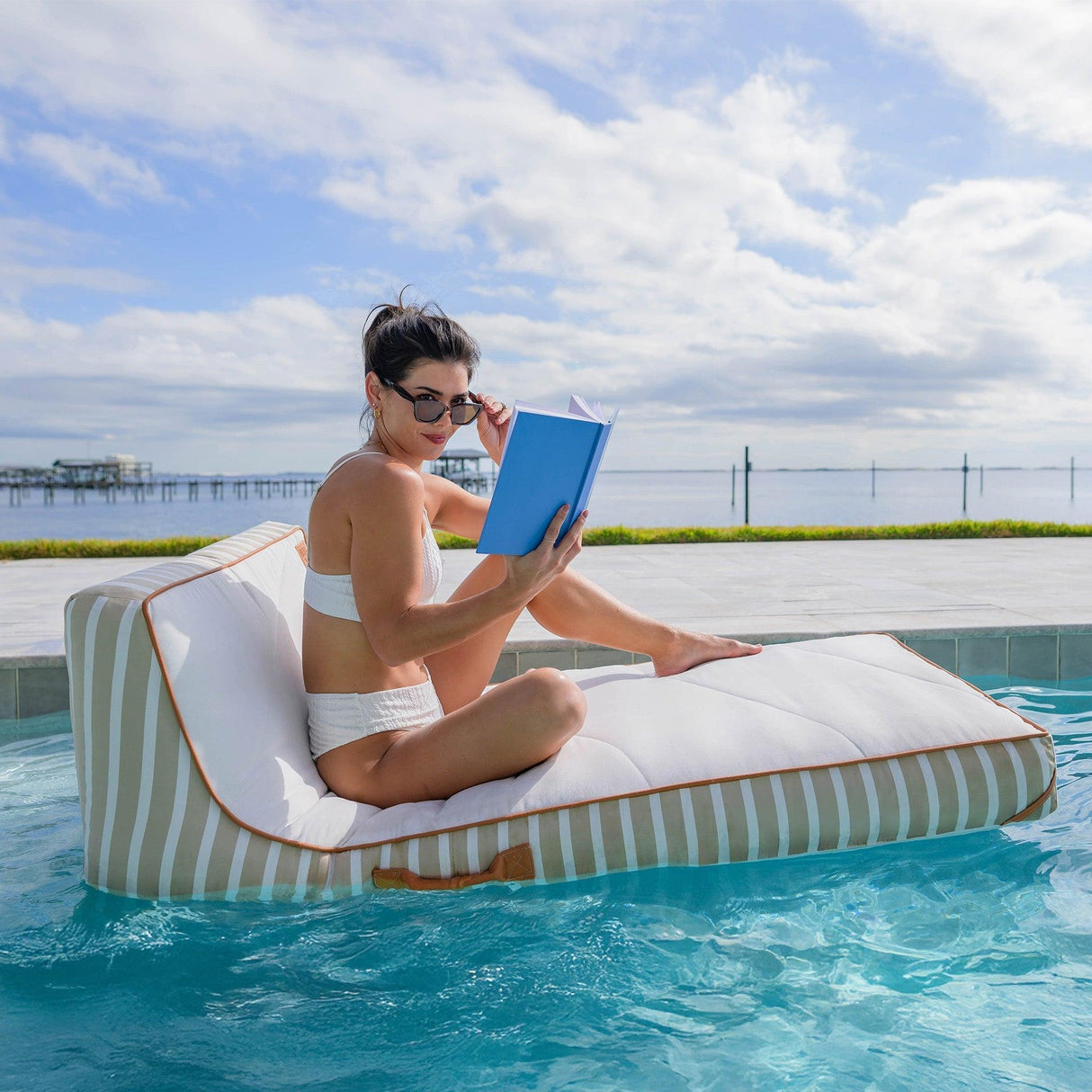 Lux Inflatable Chaise Pool Lounger with Sunbrella® Fabric