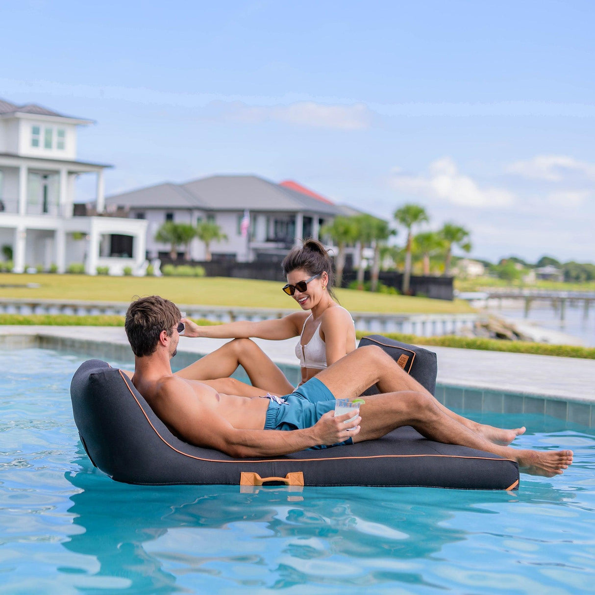 Lux Inflatable Chaise Pool Lounger with Sunbrella® Fabric