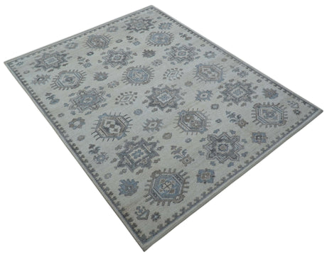 Luxe Custom Made Turkish Ivory Hand knotted Wool And Linen Blend Rug