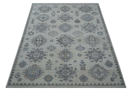Luxe Custom Made Turkish Ivory Hand knotted Wool And Linen Blend Rug