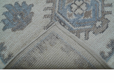 Luxe Custom Made Turkish Ivory Hand knotted Wool And Linen Blend Rug