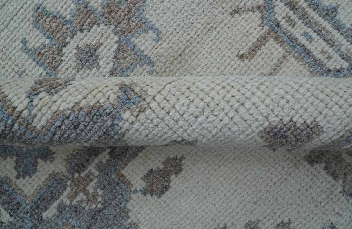 Luxe Custom Made Turkish Ivory Hand knotted Wool And Linen Blend Rug