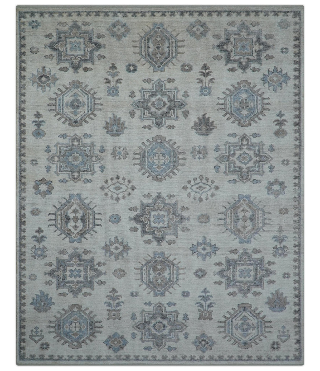 Luxe Custom Made Turkish Ivory Hand knotted Wool And Linen Blend Rug