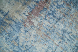 Luxury 8x10 Hand knotted Blue, Ivory and Brown Abstract wool and Silk Blended Area Rug