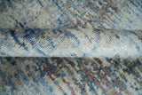 Luxury 8x10 Hand knotted Blue, Ivory and Brown Abstract wool and Silk Blended Area Rug