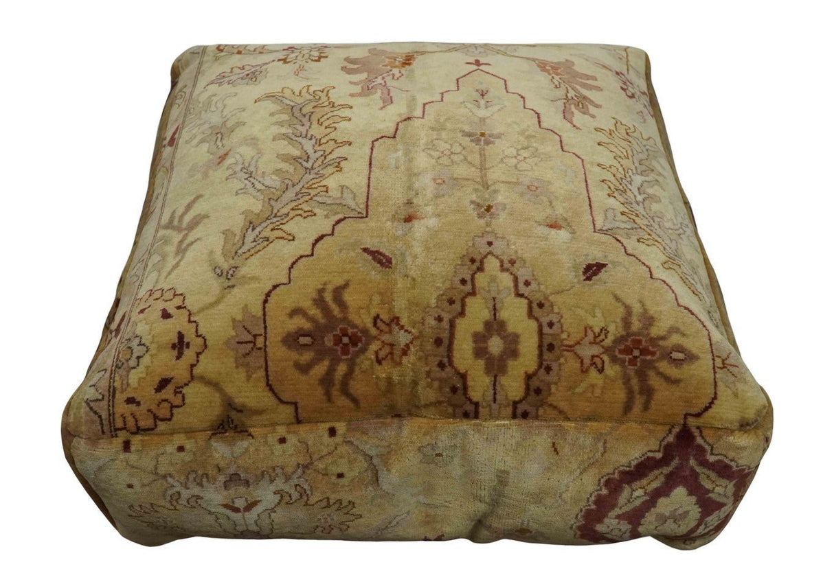 Luxury Floor Pillow made Pouf from restored fine quality hand knotted area rug |FP2-Floor Pillows-Parc Decor