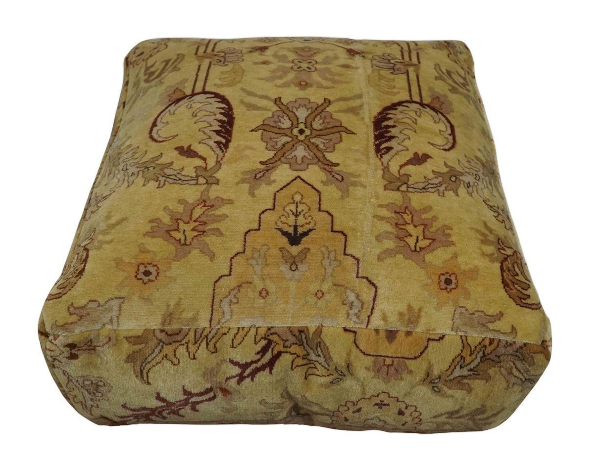 Luxury Floor Pillow made Pouf from restored fine quality hand knotted area rug |FP2-Floor Pillows-Parc Decor