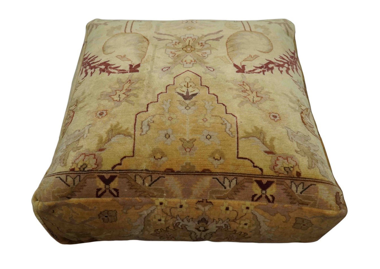 Luxury Floor Pillow made Pouf from restored fine quality hand knotted area rug |FP2-Floor Pillows-Parc Decor