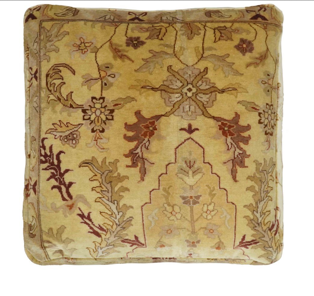 Luxury Floor Pillow made Pouf from restored fine quality hand knotted area rug |FP2-Floor Pillows-Parc Decor