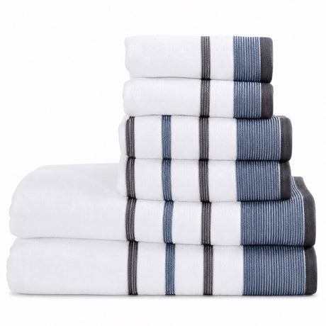 Decorative Cotton Stripe Bath Towel Set - Noelle Collection
