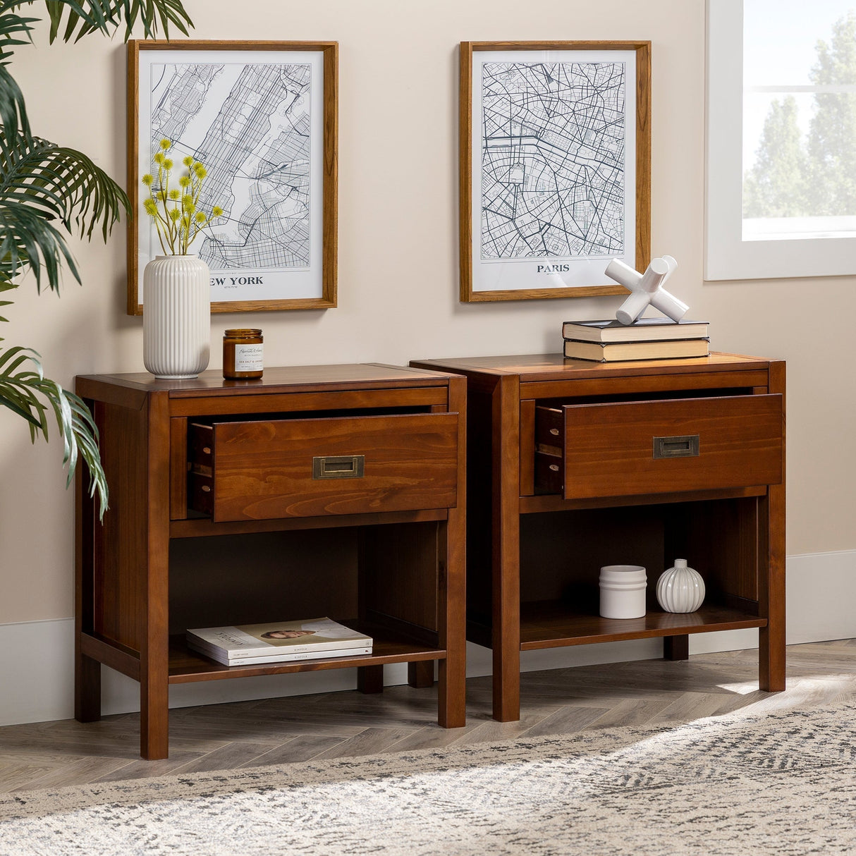 Lydia Solid Wood Modern Contemporary Nightstand-Bedroom-Parc Decor