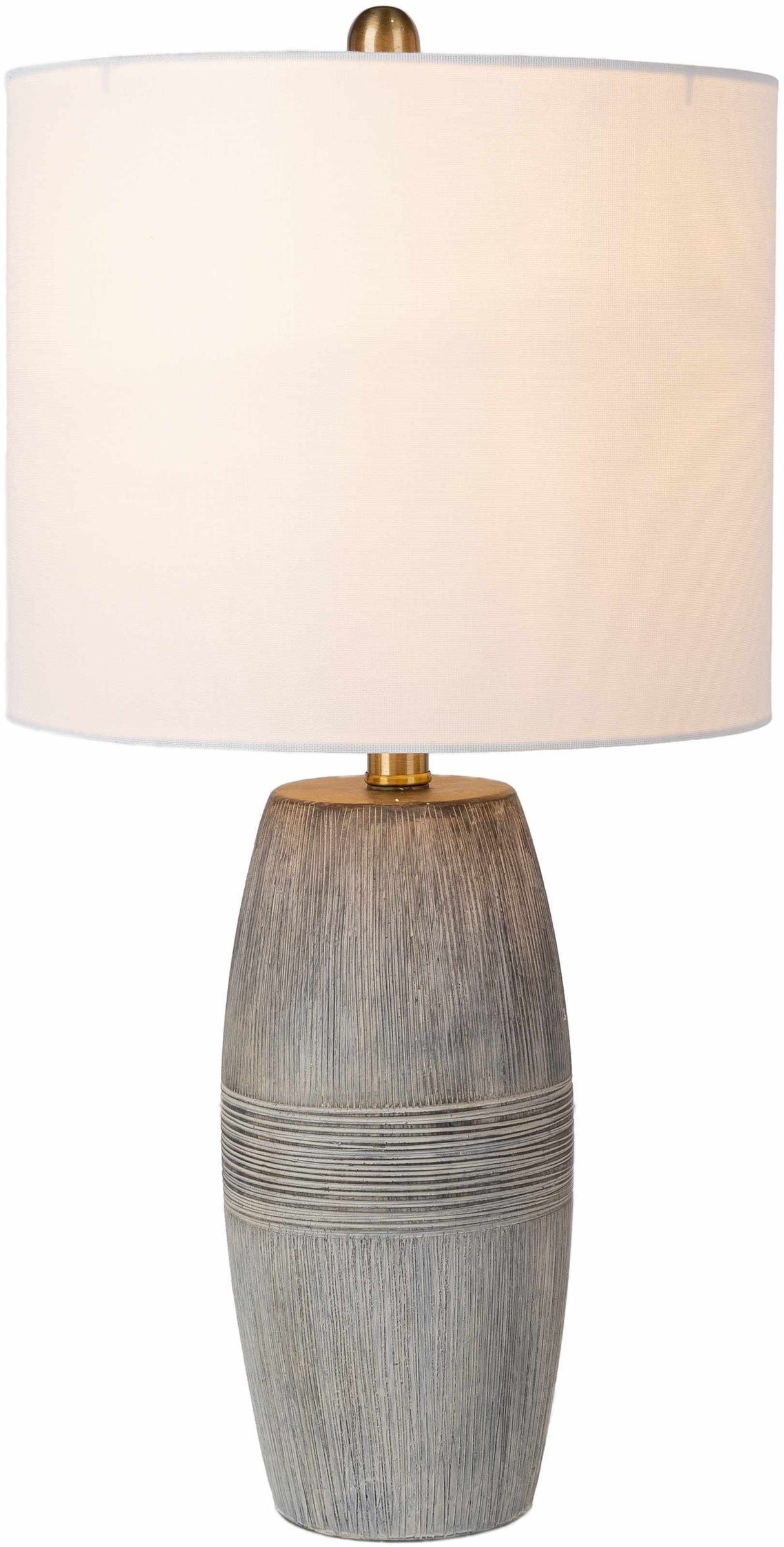 Mabayo Ribbed White Ceramic Table Lamp-Lighting-Parc Decor