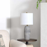 Mabayo Ribbed White Ceramic Table Lamp-Lighting-Parc Decor
