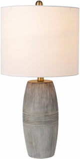 Mabayo Ribbed White Ceramic Table Lamp-Lighting-Parc Decor