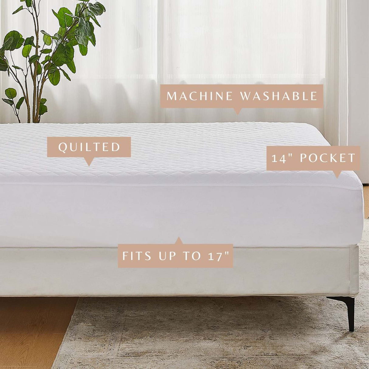 Machine Washable Quilted Mattress Pad - Wyeth Collection-Mattress Pads-Parc Decor