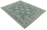 Made to Order Teal, Olive and Silver Antique Style Hand knotted Oushak wool Area Rug