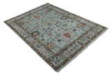 Made to Order Wool Traditional Silver and Olive Hand knotted Oushak Area Rug