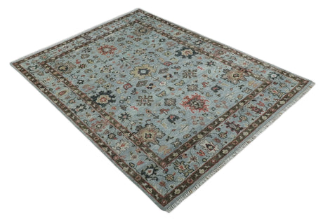 Made to Order Wool Traditional Silver and Olive Hand knotted Oushak Area Rug
