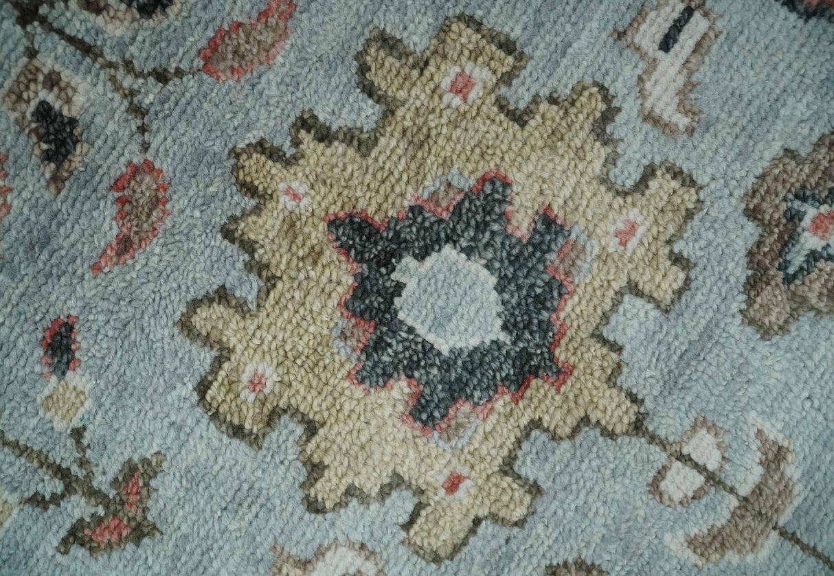 Made to Order Wool Traditional Silver and Olive Hand knotted Oushak Area Rug