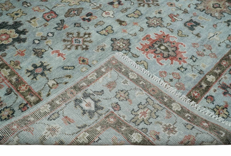 Made to Order Wool Traditional Silver and Olive Hand knotted Oushak Area Rug