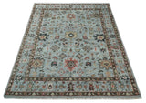 Made to Order Wool Traditional Silver and Olive Hand knotted Oushak Area Rug