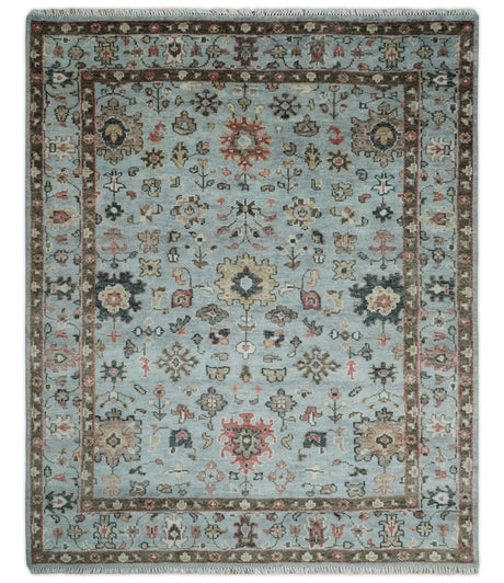Made to Order Wool Traditional Silver and Olive Hand knotted Oushak Area Rug
