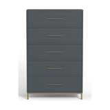 Madelyn Five Drawer Chest, Slate Gray-Dresser & Chest-Parc Decor