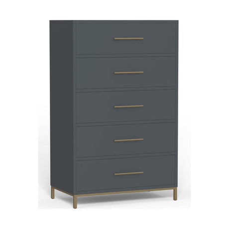 Madelyn Five Drawer Chest, Slate Gray-Dresser & Chest-Parc Decor